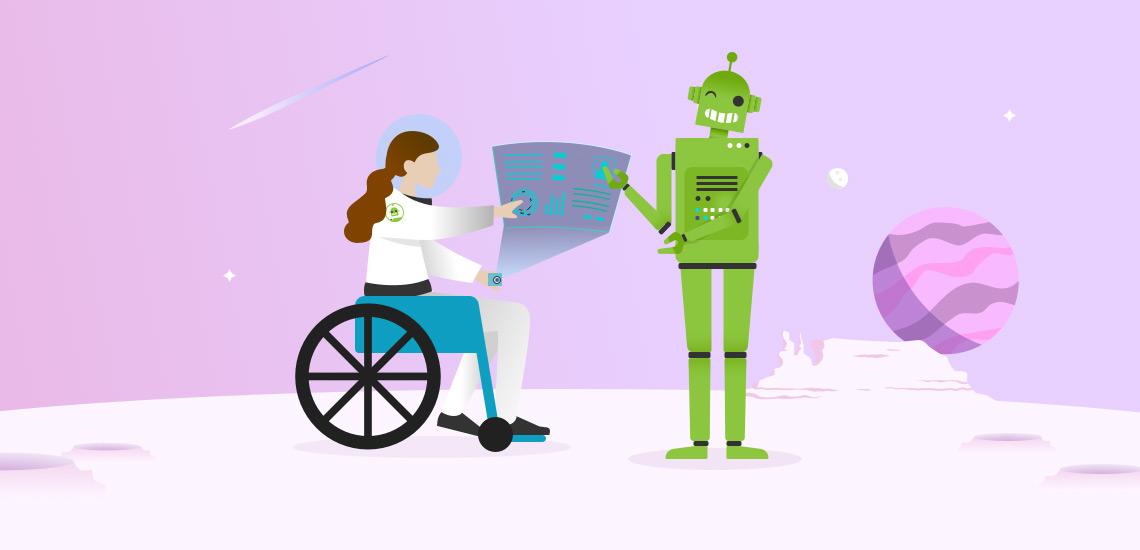Astronaut and robot sharing data