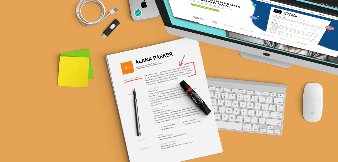 Resume on a desk workspace