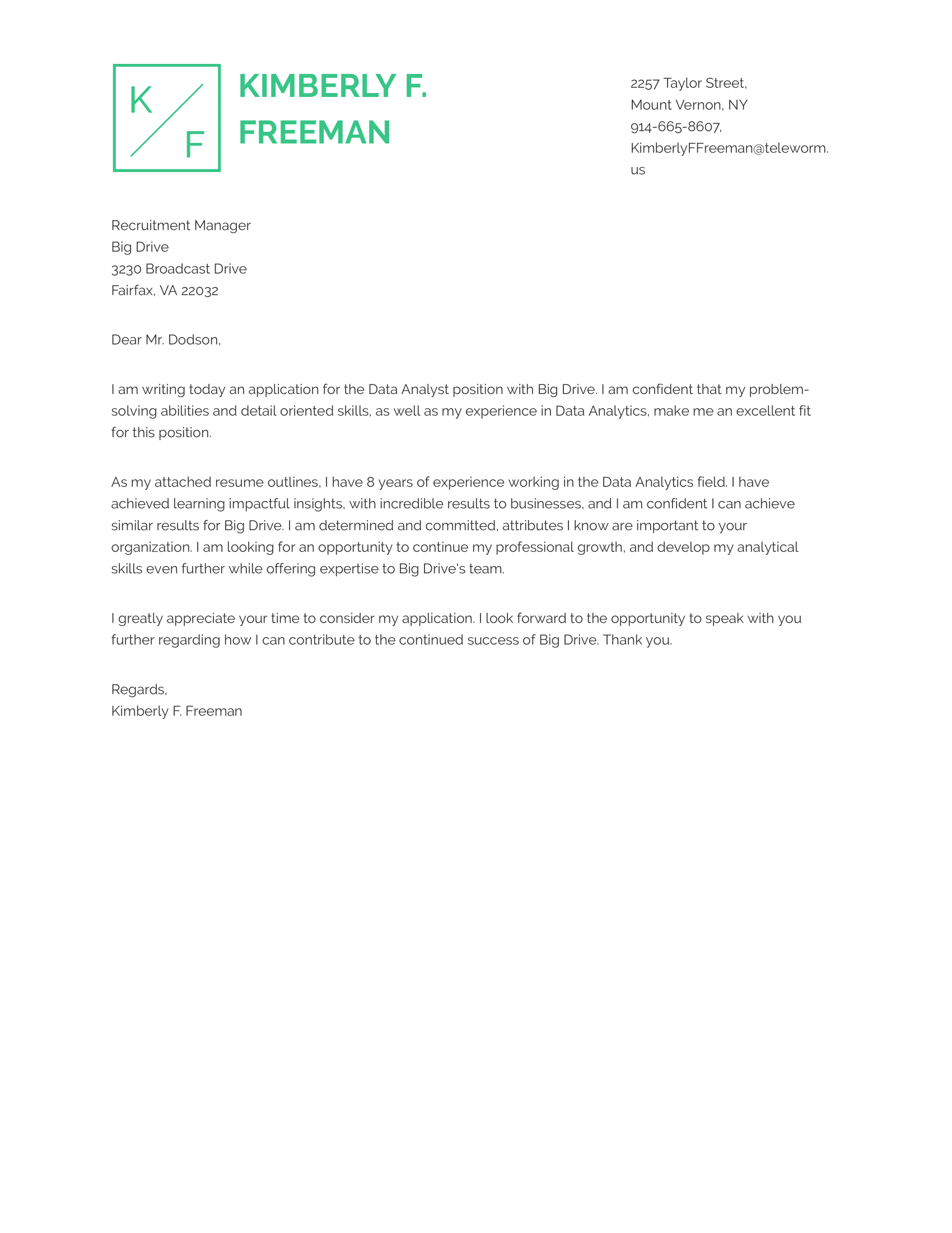 Data Analyst Cover Letter Example RN 1