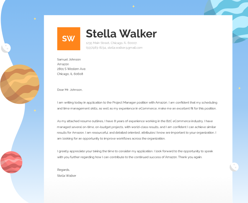 Project Manager Cover Letter Example