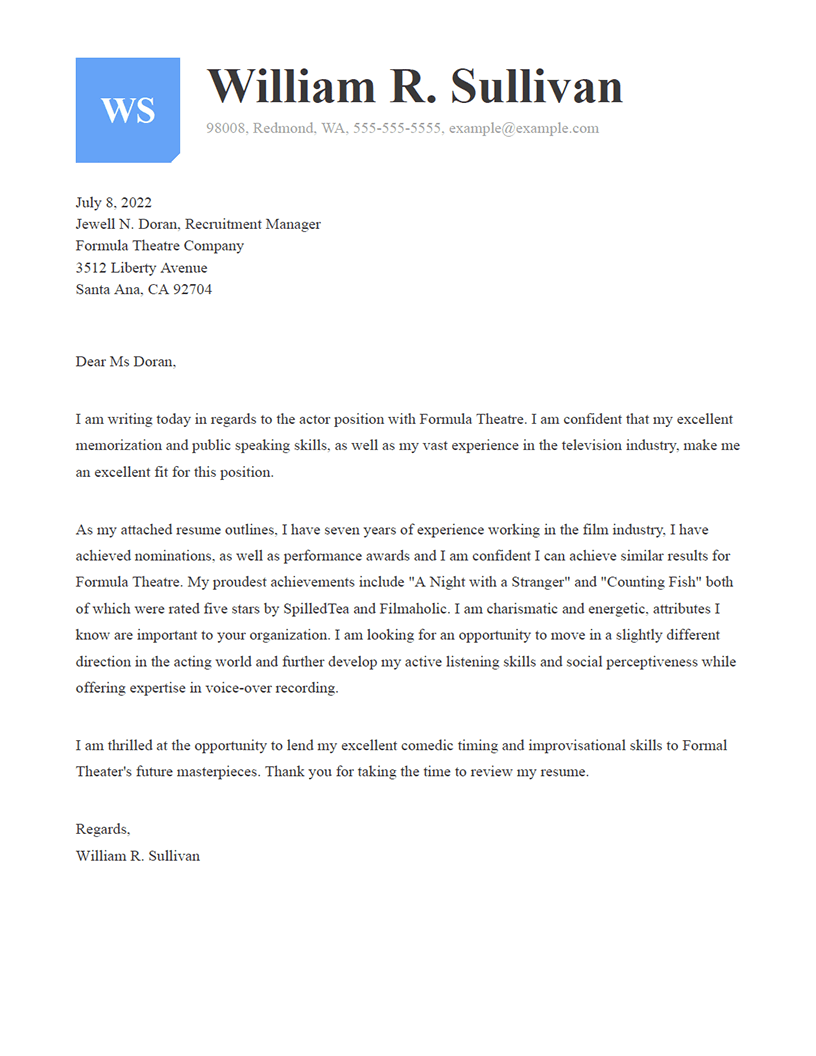 covering letter help acting cover letter example rnerd
