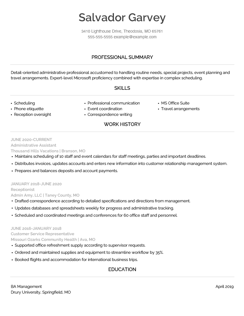Administrative Assistant Resume Example RNerd