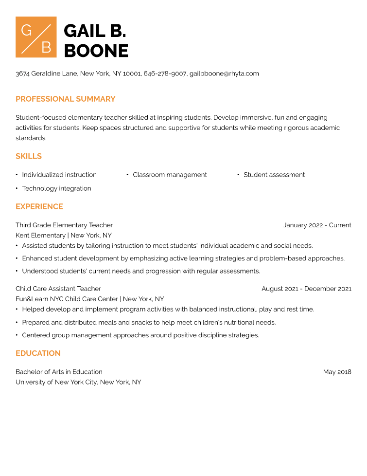 Functional resume example