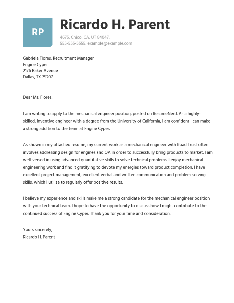 covering letter help mechanical engineer cover letter example rnerd