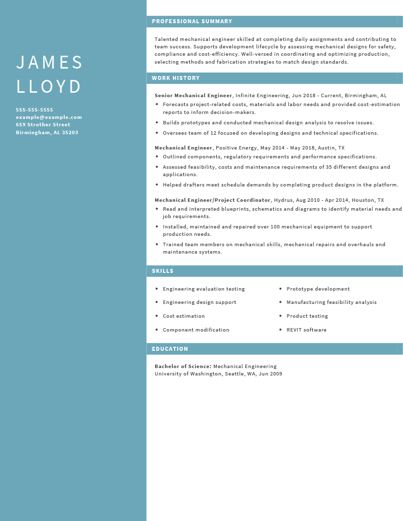 Mechanical Engineer Resume Example RNerd