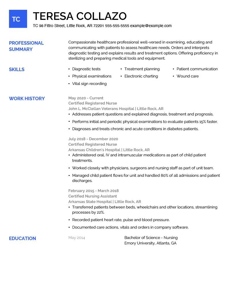 Nurse Resume Example