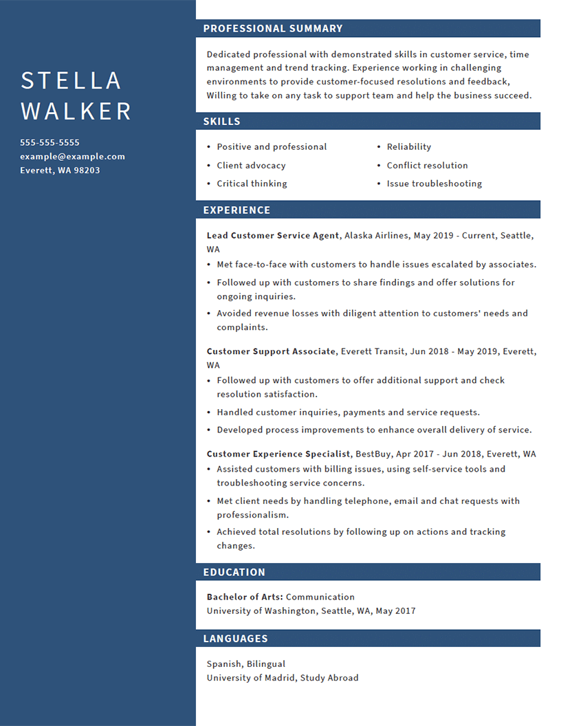 Hospitality Resume Template