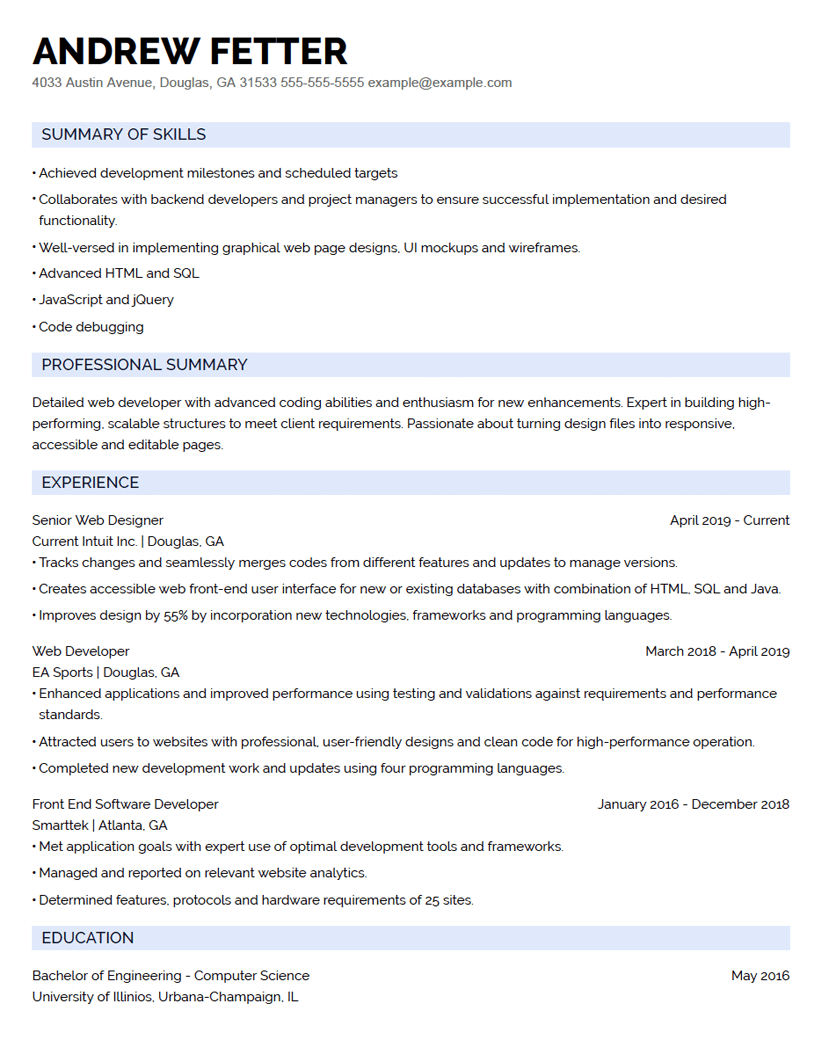 Job Resume Example - Web Developer Resume Example RNerd.webp