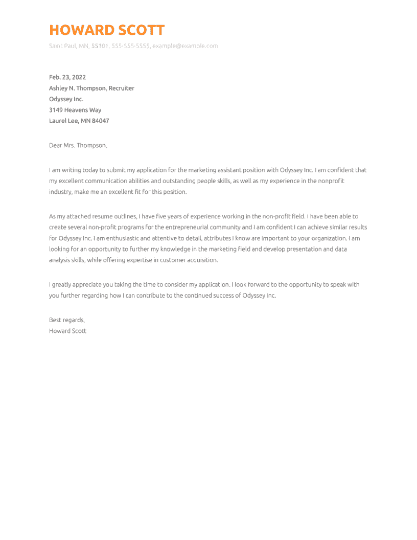 Nonprofit Cover Letter Example